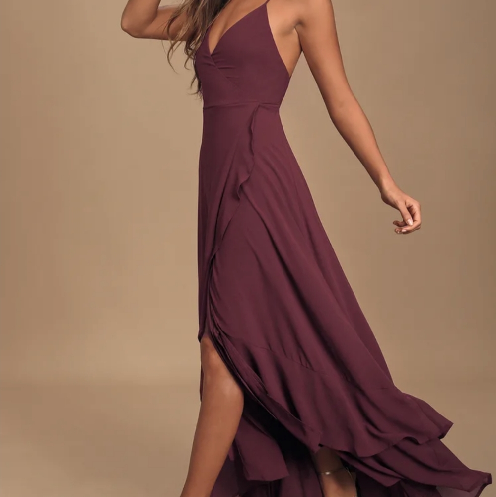 Lulu's XXS In Love Forever Plum Lace-up Maxi